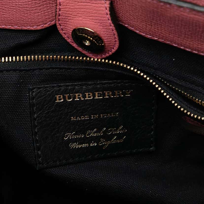 Burberry Small Grainy Calfskin and House Check Banner Satchel Pink Leather Very good condition - Box View