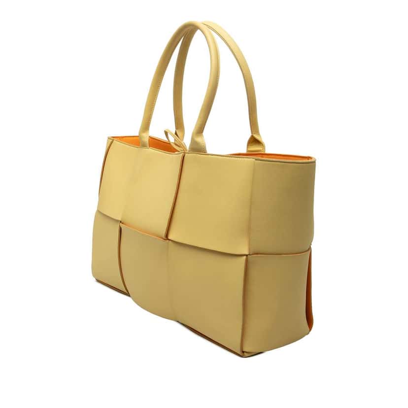 Bottega Veneta Medium Nappa Maxi Intrecciato Arco Tote Yellow Leather Very good condition - Back View