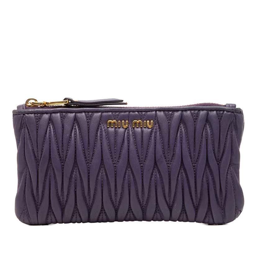 Miu Miu Matelasse Leather Pouch Purple Leather Very good condition - Front View