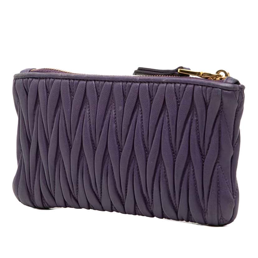 Miu Miu Matelasse Leather Pouch Purple Leather Very good condition - Back View