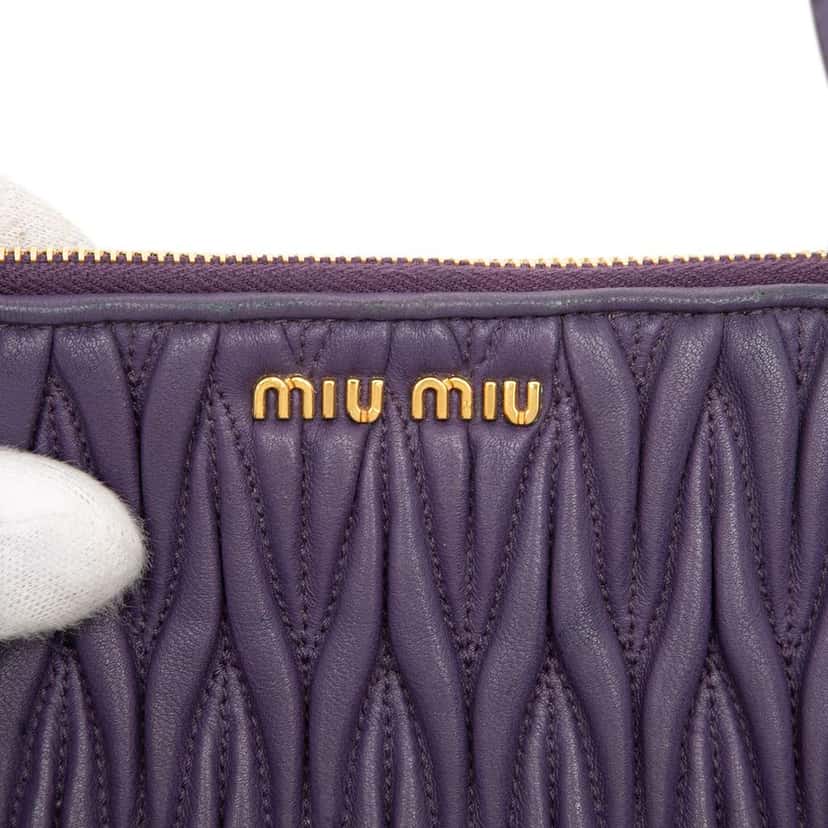Miu Miu Matelasse Leather Pouch Purple Leather Very good condition - Box View