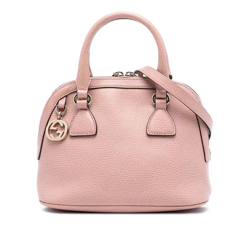 Gucci Mini Leather GG Charm Dome Satchel Pink Leather Very good condition - Front View