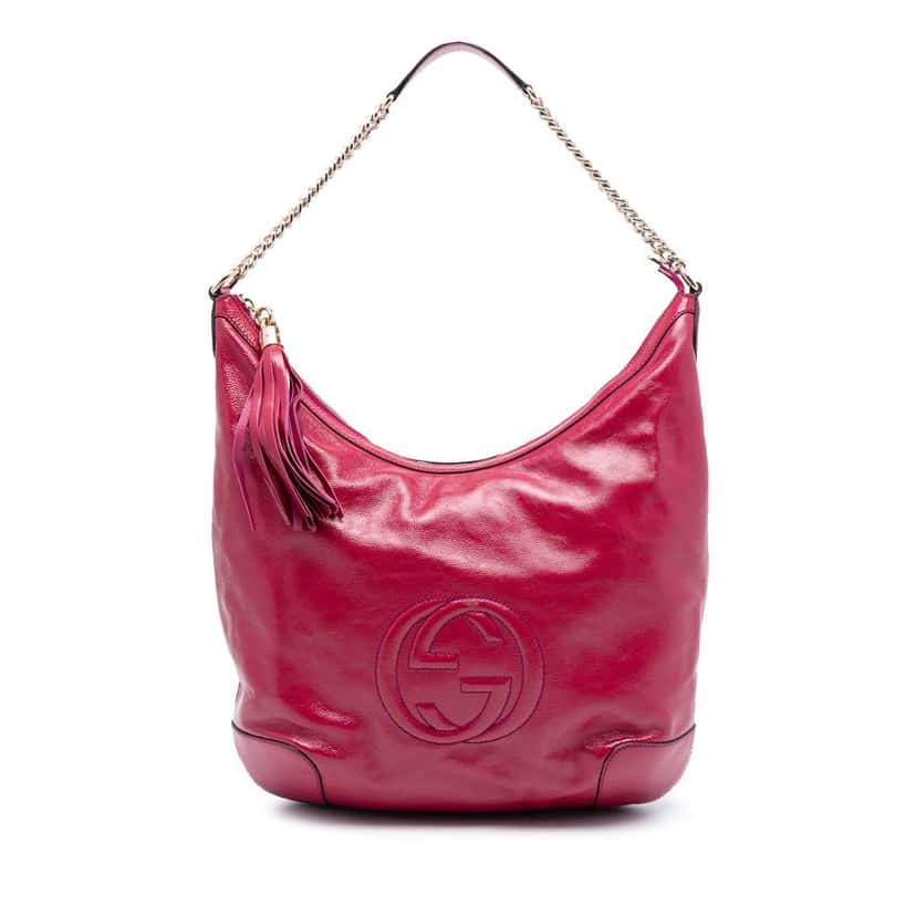 Gucci Patent Soho Shoulder Bag Pink Leather Very good condition - Front View