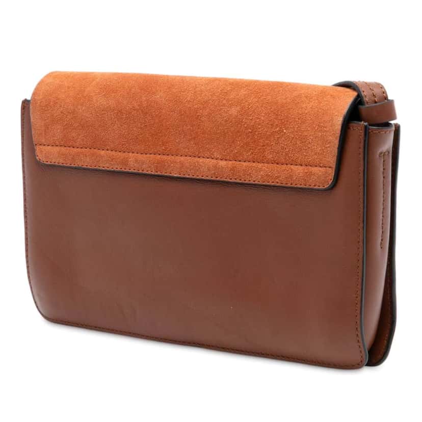 Chloé Small Suede and Calfskin Faye Crossbody Brown Leather Very good condition - Back View