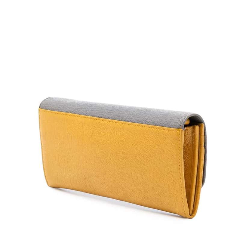 Miu Miu Bicolor Goatskin Madras Wallet on Chain Yellow Leather Very good condition - Back View