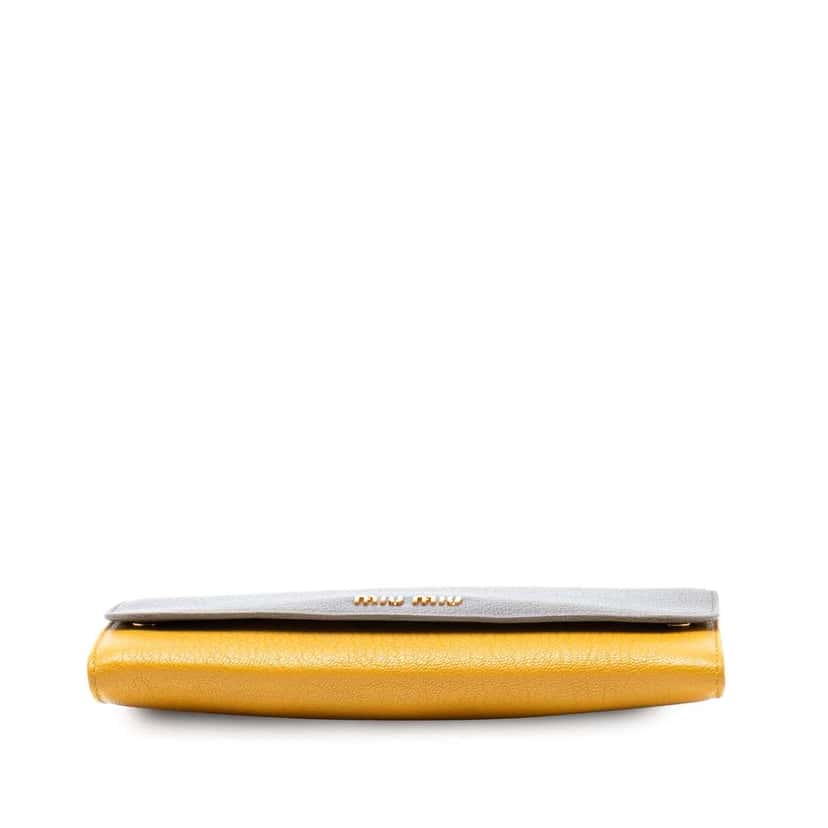 Miu Miu Bicolor Goatskin Madras Wallet on Chain Yellow Leather Very good condition - Inside View