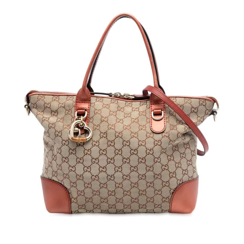 Gucci GG Canvas Heart Bit Satchel Brown Canvas Very good condition - Front View