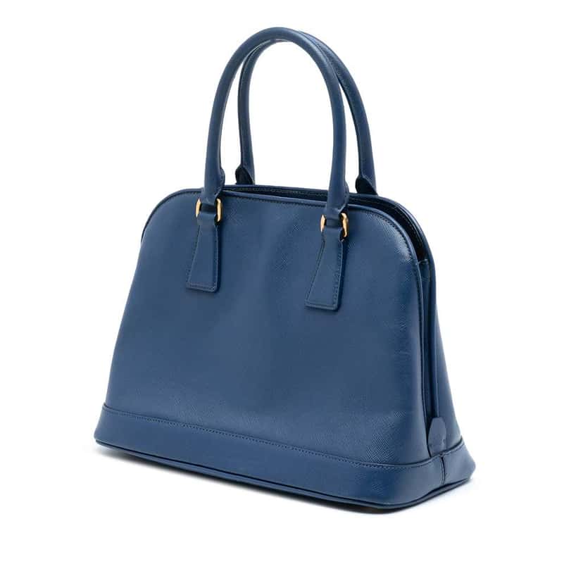 Prada Medium Saffiano Lux Open Promenade Satchel Blue Leather Very good condition - Back View