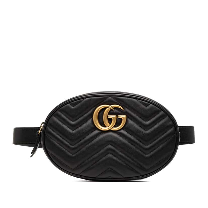 Gucci GG Marmont Matelasse Leather Belt Bag Black Leather Very good condition - Front View