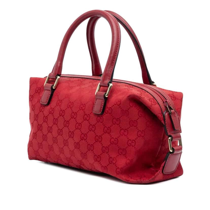 Gucci GG Canvas Boston Bag Red Canvas Very good condition - Back View