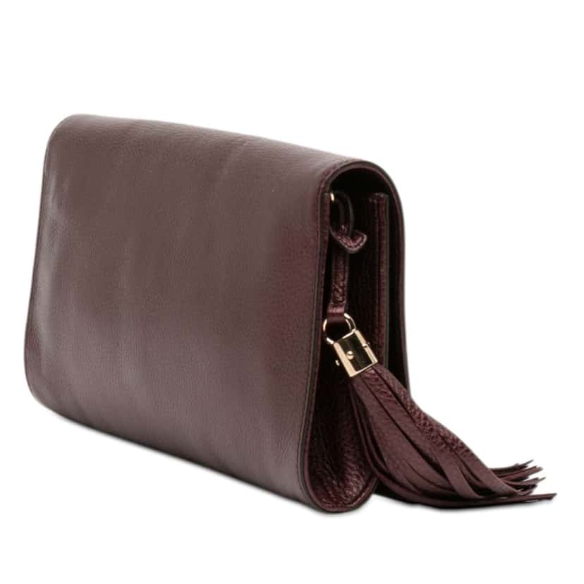 Gucci Metallic Leather Soho Disco Clutch Red Leather Very good condition - Back View