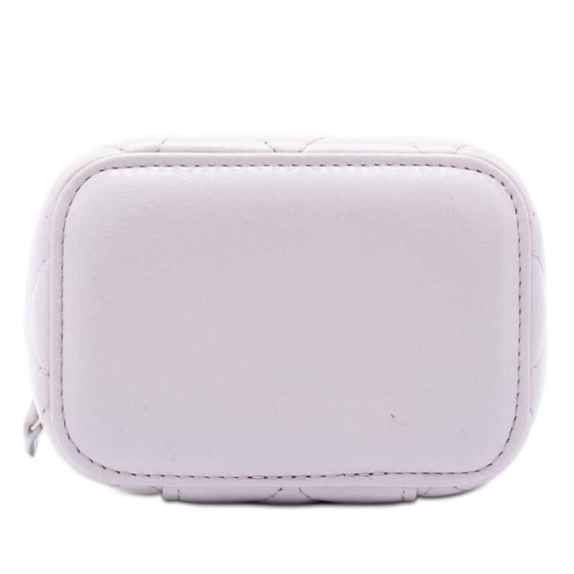 Chanel Mini Quilted Lambskin Pearl Crush Vanity Case With Chain Purple Leather Very good condition - Inside View