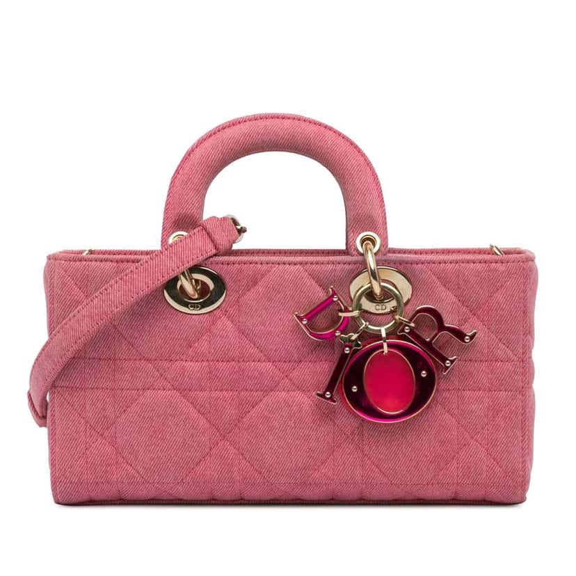 Dior Medium Denim Macrocannage Lady D Joy Pink Denim Very good condition - Front View