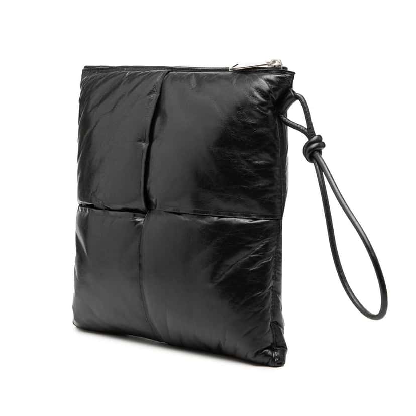 Bottega Veneta Leather Intrecciato Padded Square Pouch Black Leather Very good condition - Back View