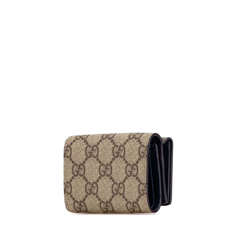 Gucci GG Supreme Compact Wallet Brown Canvas Very good condition - Back View