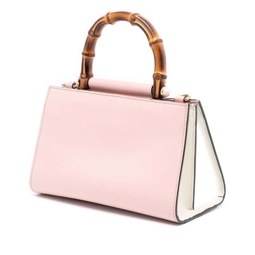 Gucci Mini Leather Bamboo Nymphaea Satchel Pink Leather Very good condition - Back View