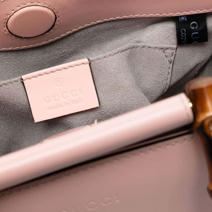 Gucci Mini Leather Bamboo Nymphaea Satchel Pink Leather Very good condition - Box View