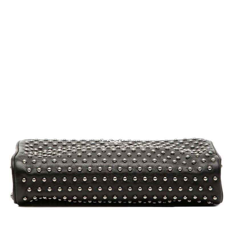 Prada Studded Leather Clasp Clutch Black Leather Very good condition - Inside View