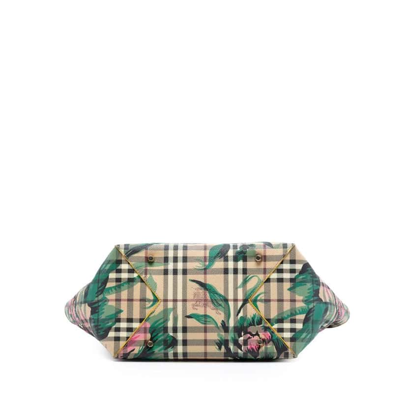 Burberry Small Haymarket Check Floral Print Coated Canvas Canterbury Tote Brown Canvas Very good condition - Inside View