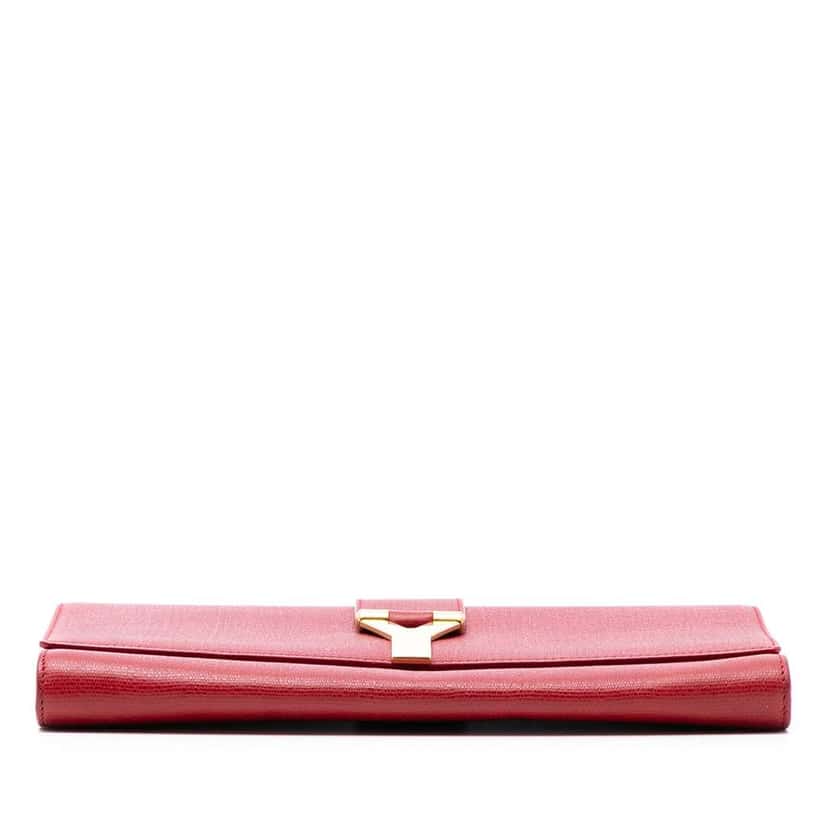 Saint Laurent Textured Leather Chyc Ligne Clutch Red Leather Very good condition - Inside View