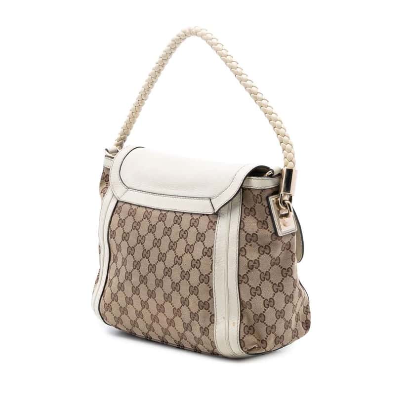 Gucci GG Canvas Bella Flap Satchel Brown Canvas Very good condition - Back View