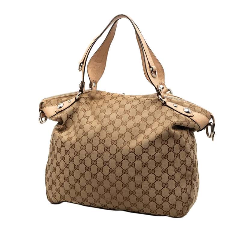 Gucci Large GG Canvas Icon Bit Satchel Brown Canvas Very good condition - Back View