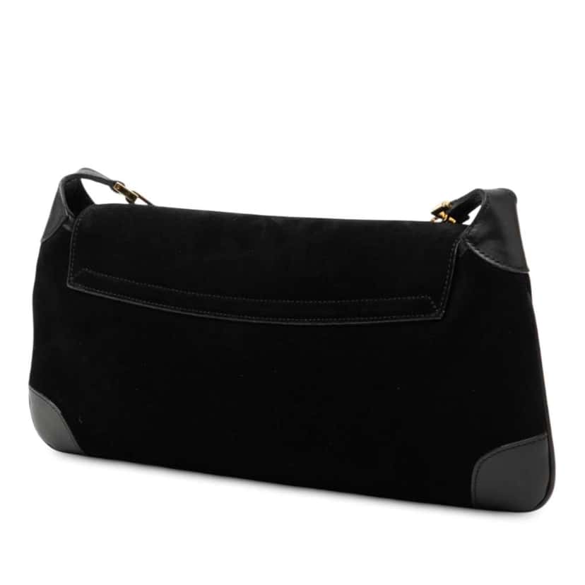 Gucci Suede Tiger Head Shoulder Bag Black Leather Very good condition - Back View