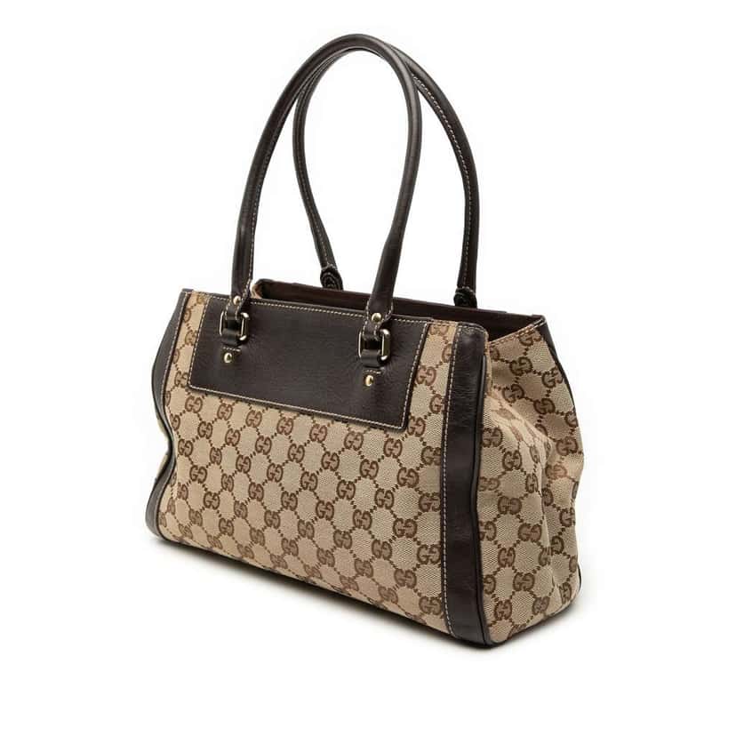 Gucci GG Canvas Trophy Tote Brown Canvas Good condition - Back View