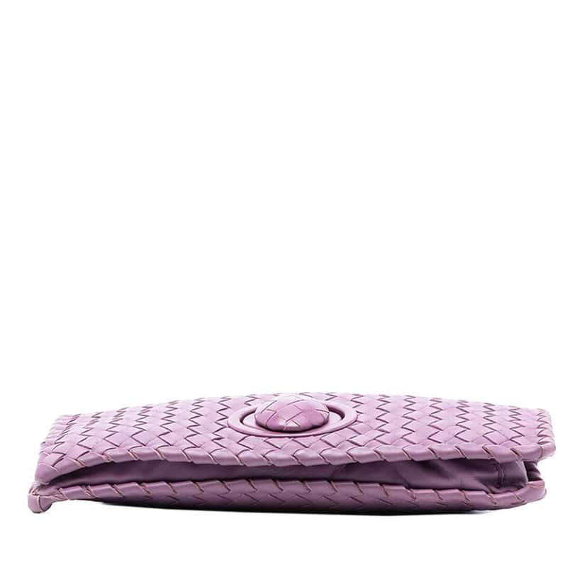 Bottega Veneta Nappa Intrecciato Turn Lock Clutch Purple Leather Very good condition - Inside View