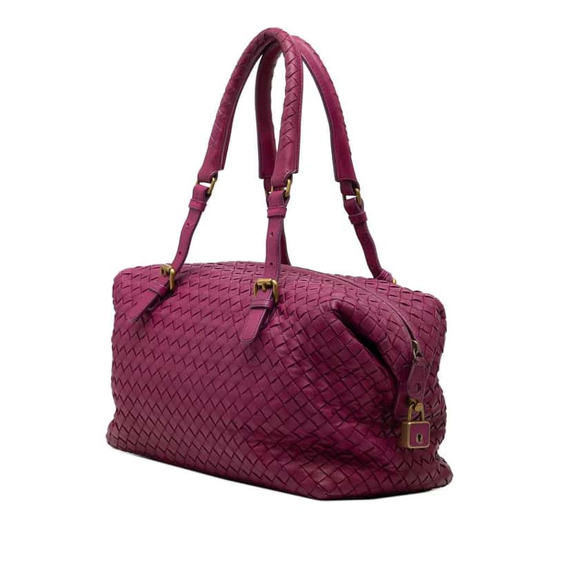 Bottega Veneta Nappa Intrecciato Montaigne Boston Bag Purple Leather Good condition - Back View