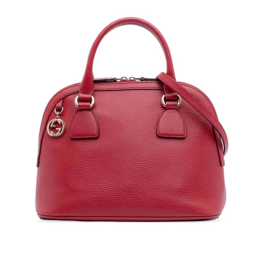 Gucci Small Dollar Calfskin GG Charm Dome Satchel Red Leather Very good condition - Front View