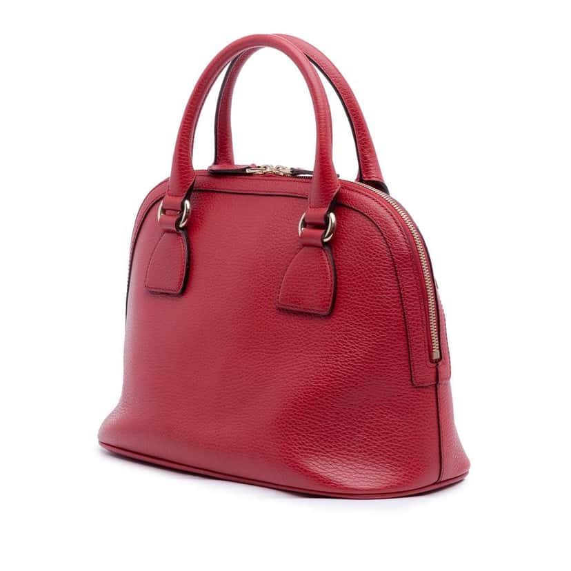 Gucci Small Dollar Calfskin GG Charm Dome Satchel Red Leather Very good condition - Back View