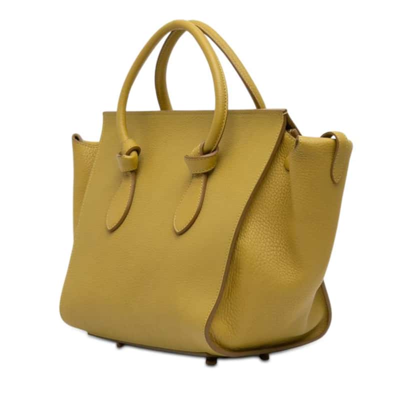 Celine Small Grained Calfskin Tie Knot Handbag Yellow Leather Very good condition - Back View