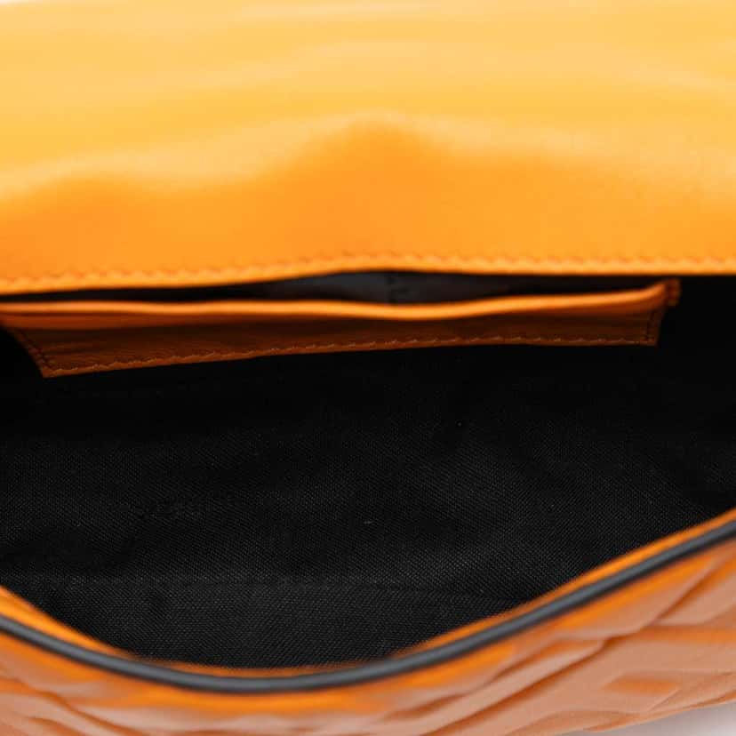 Fendi Mini Zucca Embossed Leather Baguette Satchel Orange Leather Very good condition - Model View