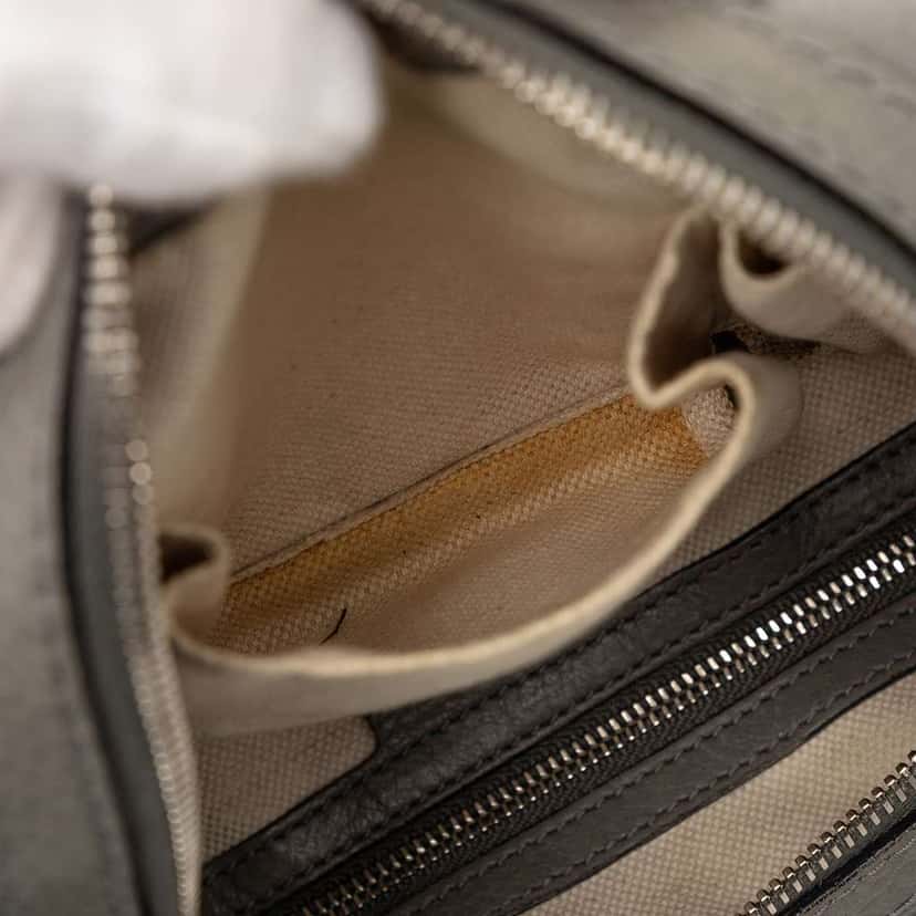 Gucci Pebbled Leather Techno Horsebit Hobo Grey Leather Very good condition - Box View