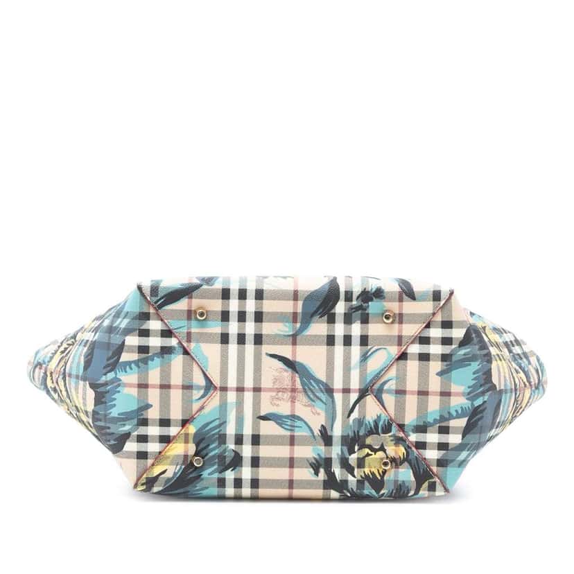 Burberry Small Haymarket Check Floral Print Coated Canvas Canterbury Tote Brown Canvas Very good condition - Inside View