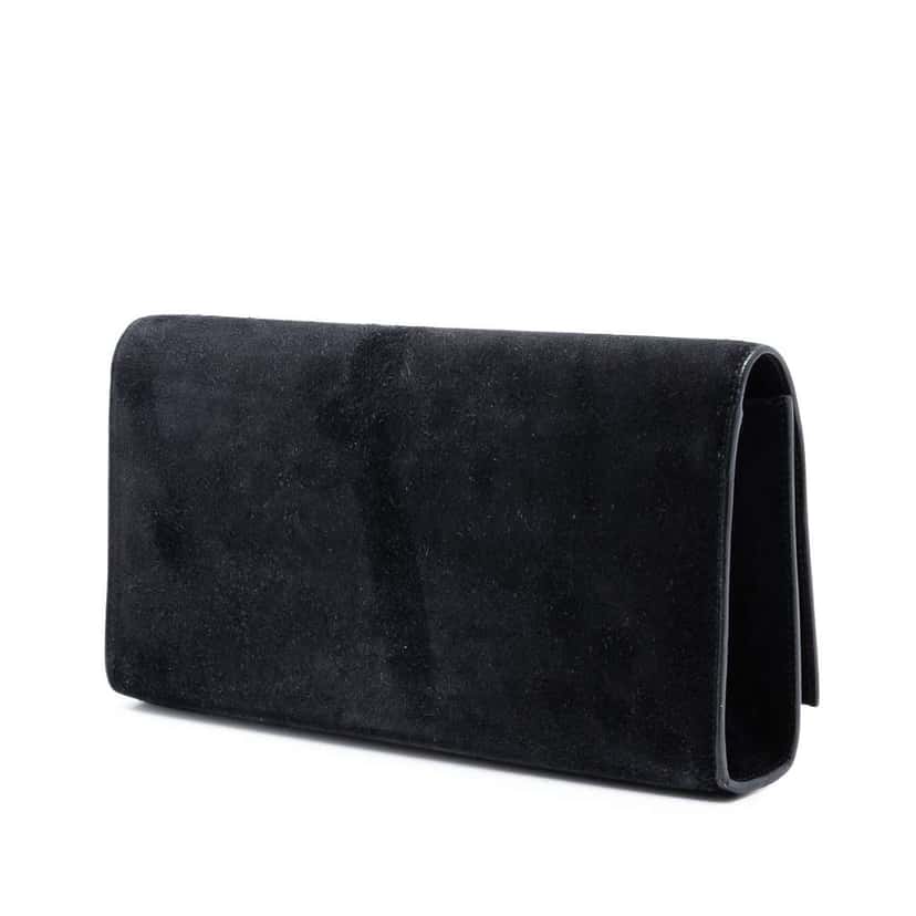 Saint Laurent Suede Monogram Kate Tassel Clutch Black Leather Very good condition - Back View