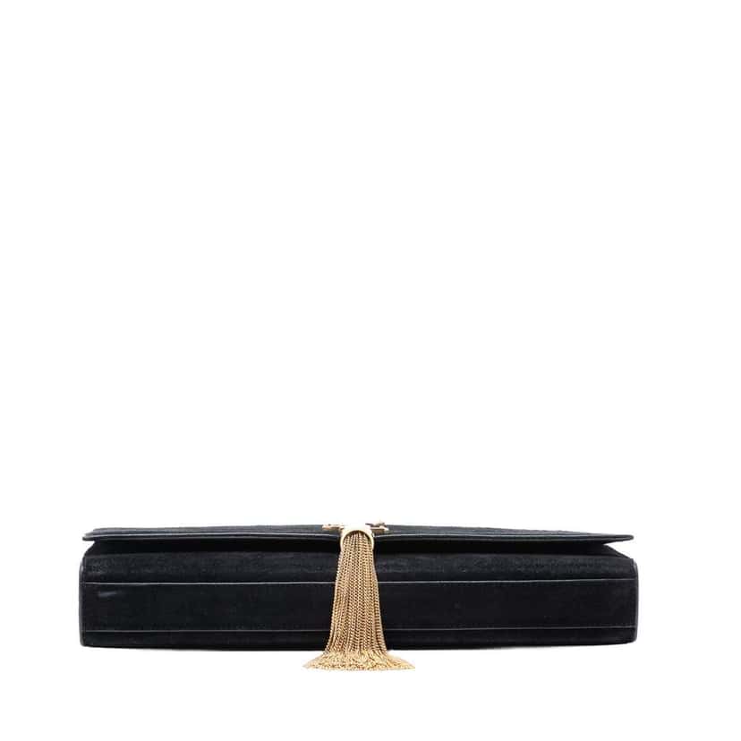 Saint Laurent Suede Monogram Kate Tassel Clutch Black Leather Very good condition - Inside View