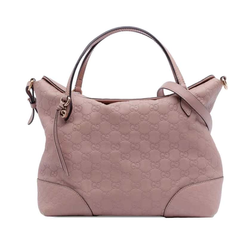 Gucci Medium Guccissima Bree Fold Over Tote Pink Leather Very good condition - Front View