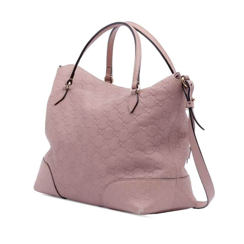 Gucci Medium Guccissima Bree Fold Over Tote Pink Leather Very good condition - Back View