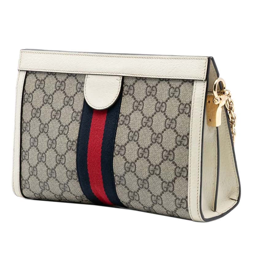 Gucci Small GG Supreme Web Ophidia Chain Crossbody Brown Canvas Very good condition - Back View