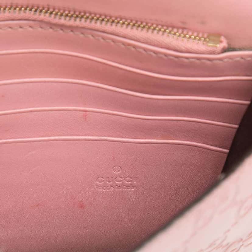 Gucci Guccissima Interlocking G Wallet On Chain Pink Leather Very good condition - Box View