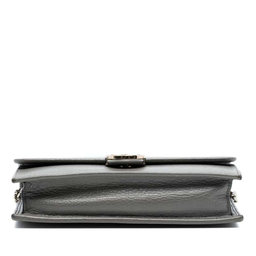 Gucci Interlocking G Dollar Calfskin Wallet on Chain Grey Leather Very good condition - Inside View