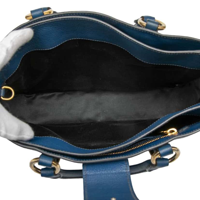 Miu Miu Goatskin Madras Satchel Blue Leather Very good condition - Model View