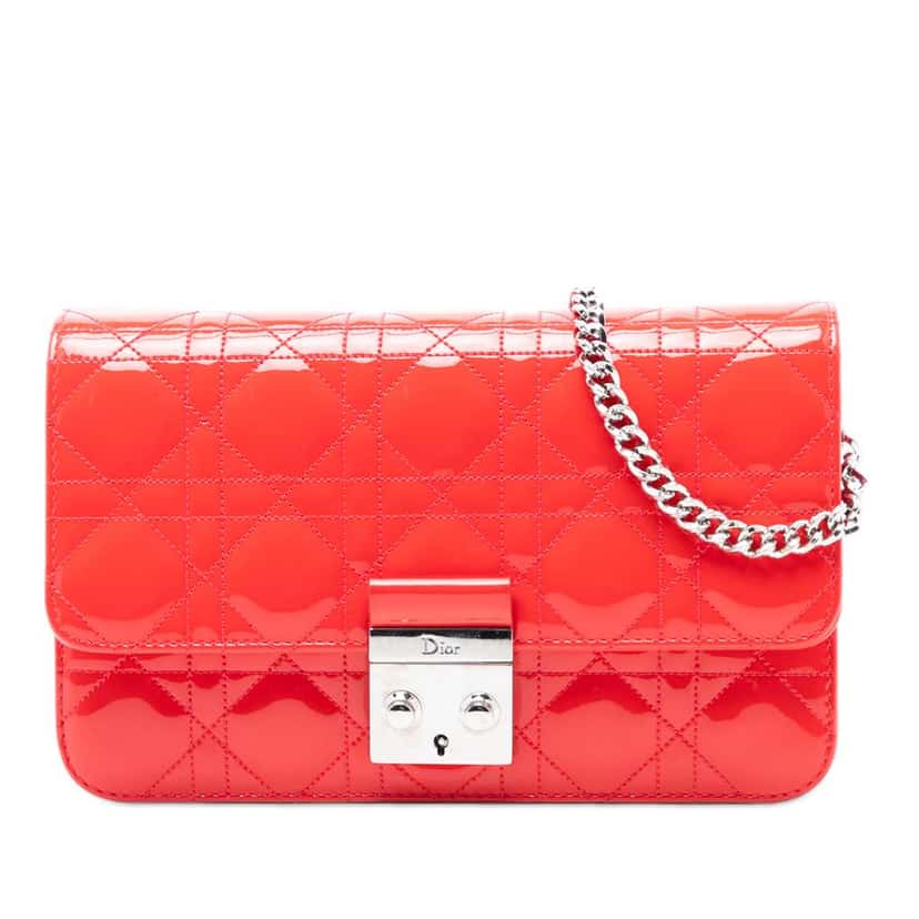 Dior Patent Cannage Miss Dior Promenade Crossbody Red Leather Very good condition - Front View