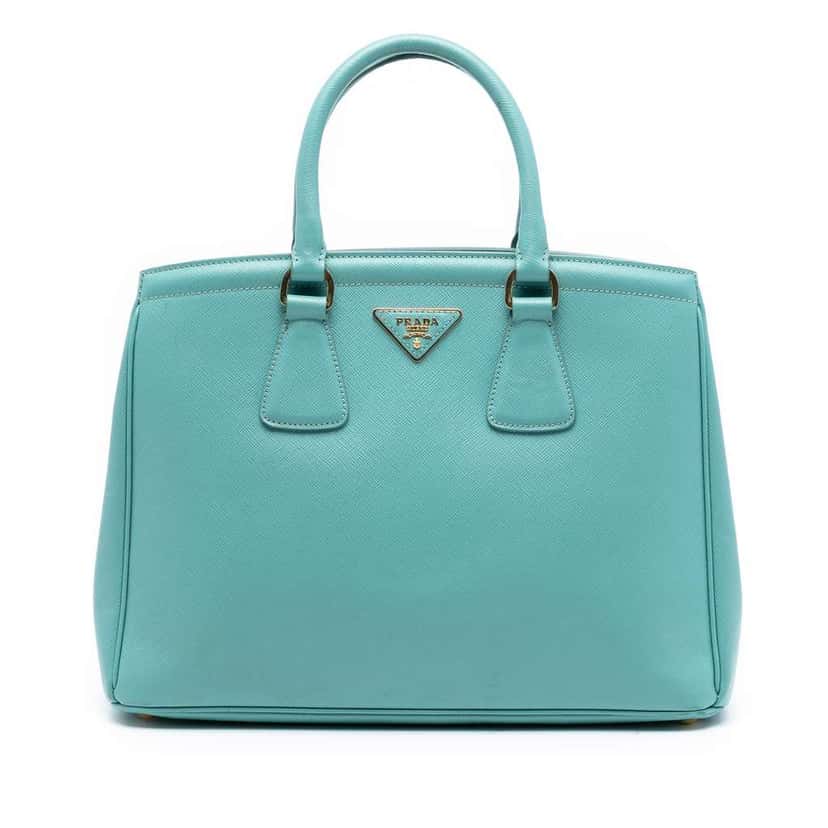 Prada Saffiano Lux Parabole Tote Blue Leather Very good condition - Front View