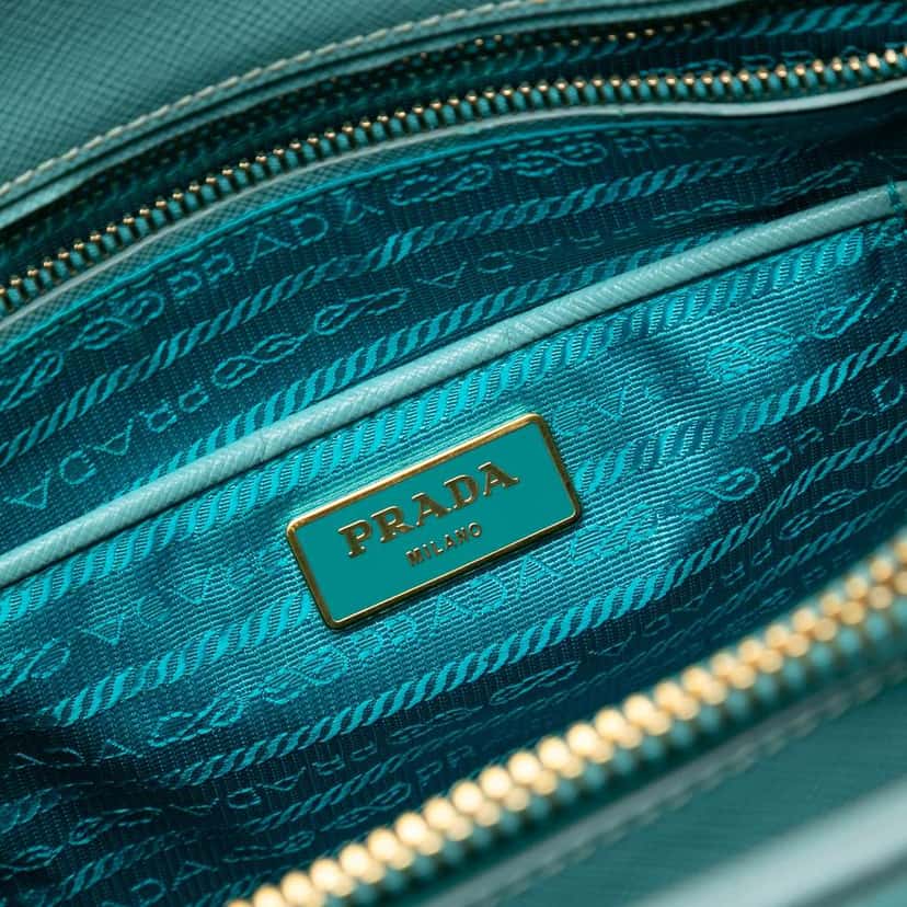 Prada Saffiano Lux Parabole Tote Blue Leather Very good condition - Box View