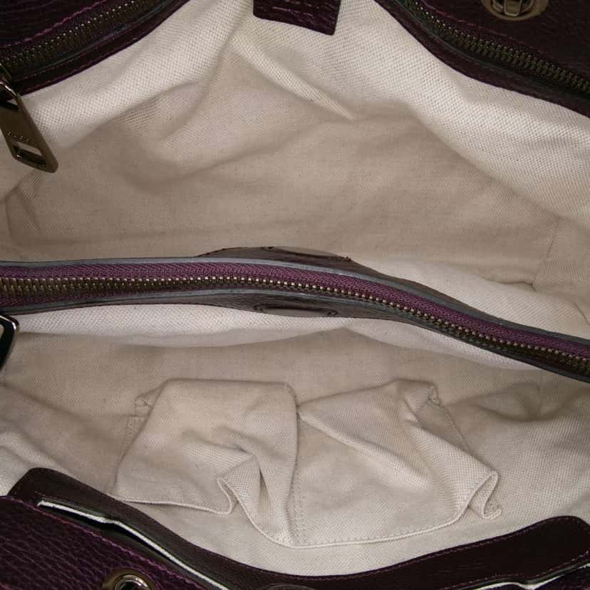 Gucci Medium Calfskin Bamboo Shopper Satchel Purple Leather Very good condition - Model View