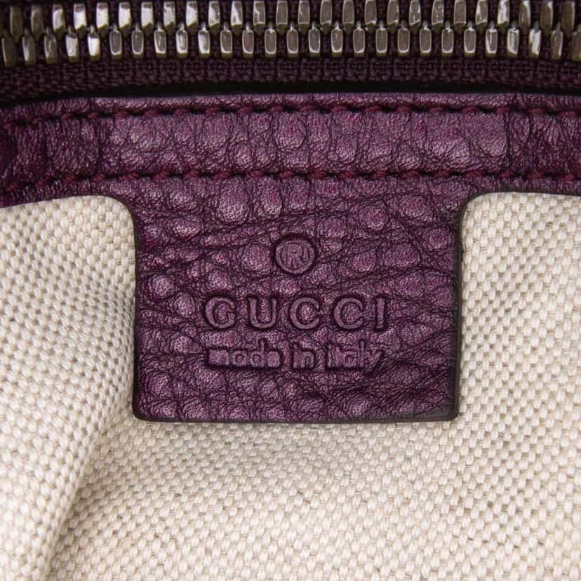 Gucci Medium Calfskin Bamboo Shopper Satchel Purple Leather Very good condition - Box View