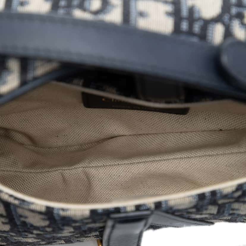 Dior Mini Oblique Canvas Saddle Bag Blue Canvas Very good condition - Model View